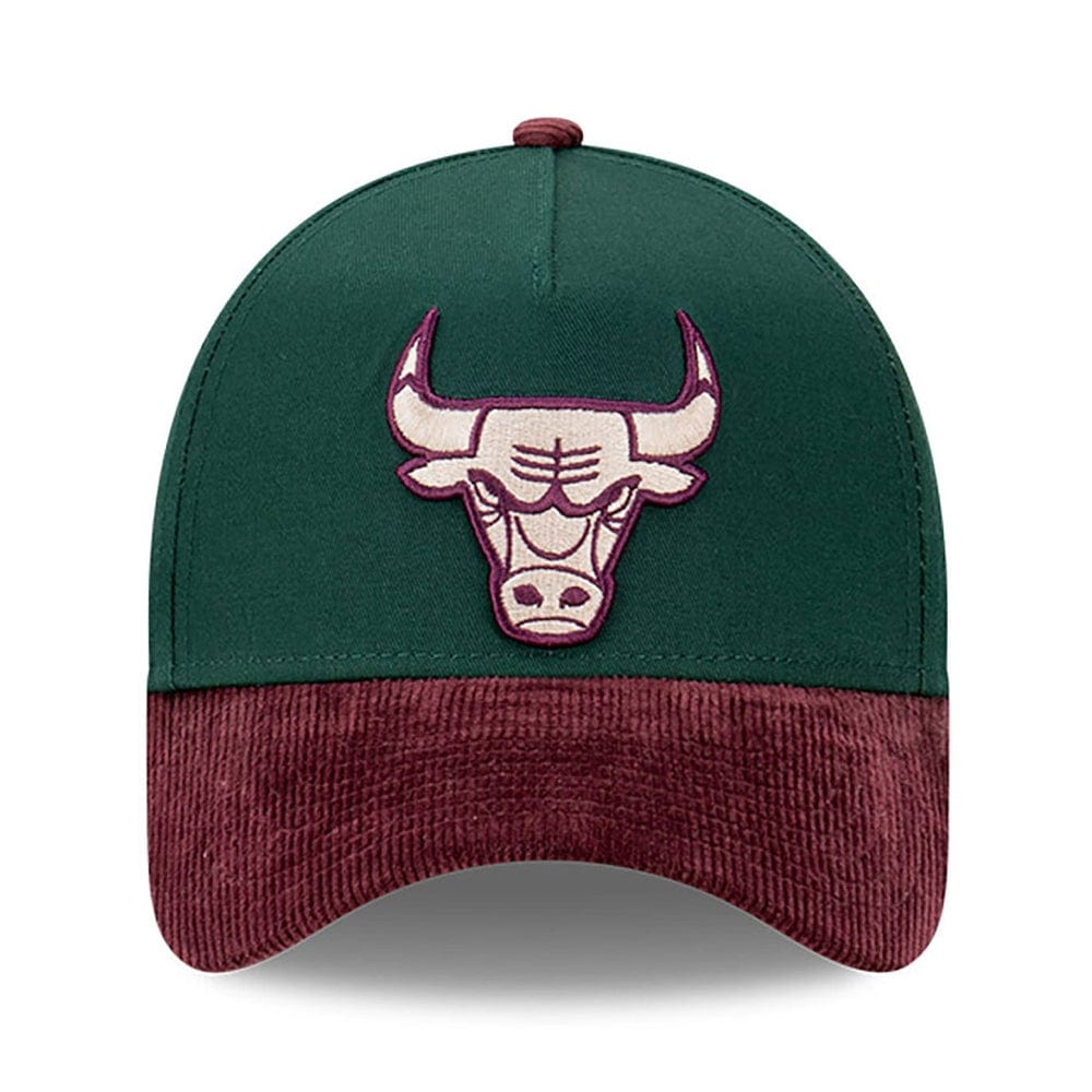 New Era 9FORTY Cord Brim A-Frame Snapback Chicago Bulls - Dark Green / Rhubarb