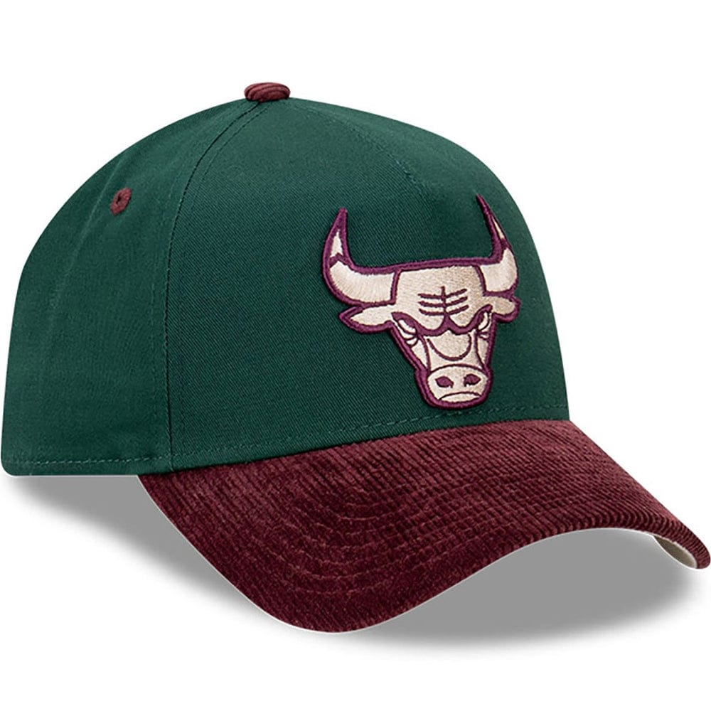New Era 9FORTY Cord Brim A-Frame Snapback Chicago Bulls - Dark Green / Rhubarb