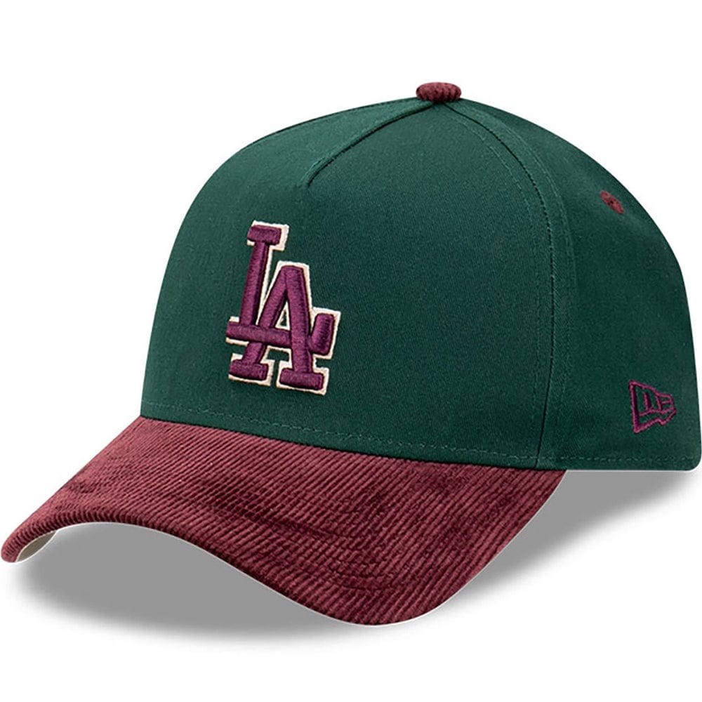 New Era 9FORTY Cord Brim A-Frame Snapback Los Angeles Dodgers - Dark Green / Rhubarb