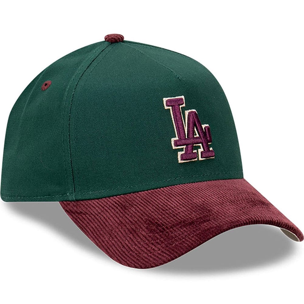 New Era 9FORTY Cord Brim A-Frame Snapback Los Angeles Dodgers - Dark Green / Rhubarb
