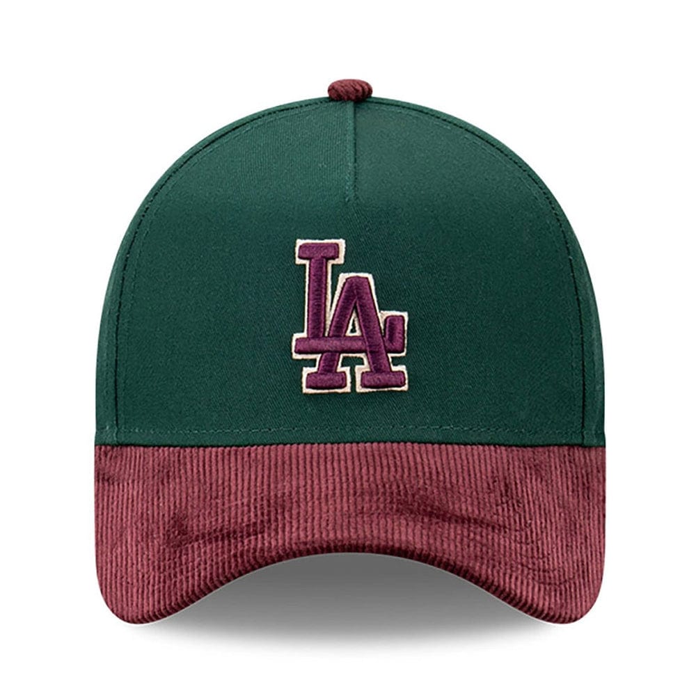 New Era 9FORTY Cord Brim A-Frame Snapback Los Angeles Dodgers - Dark Green / Rhubarb