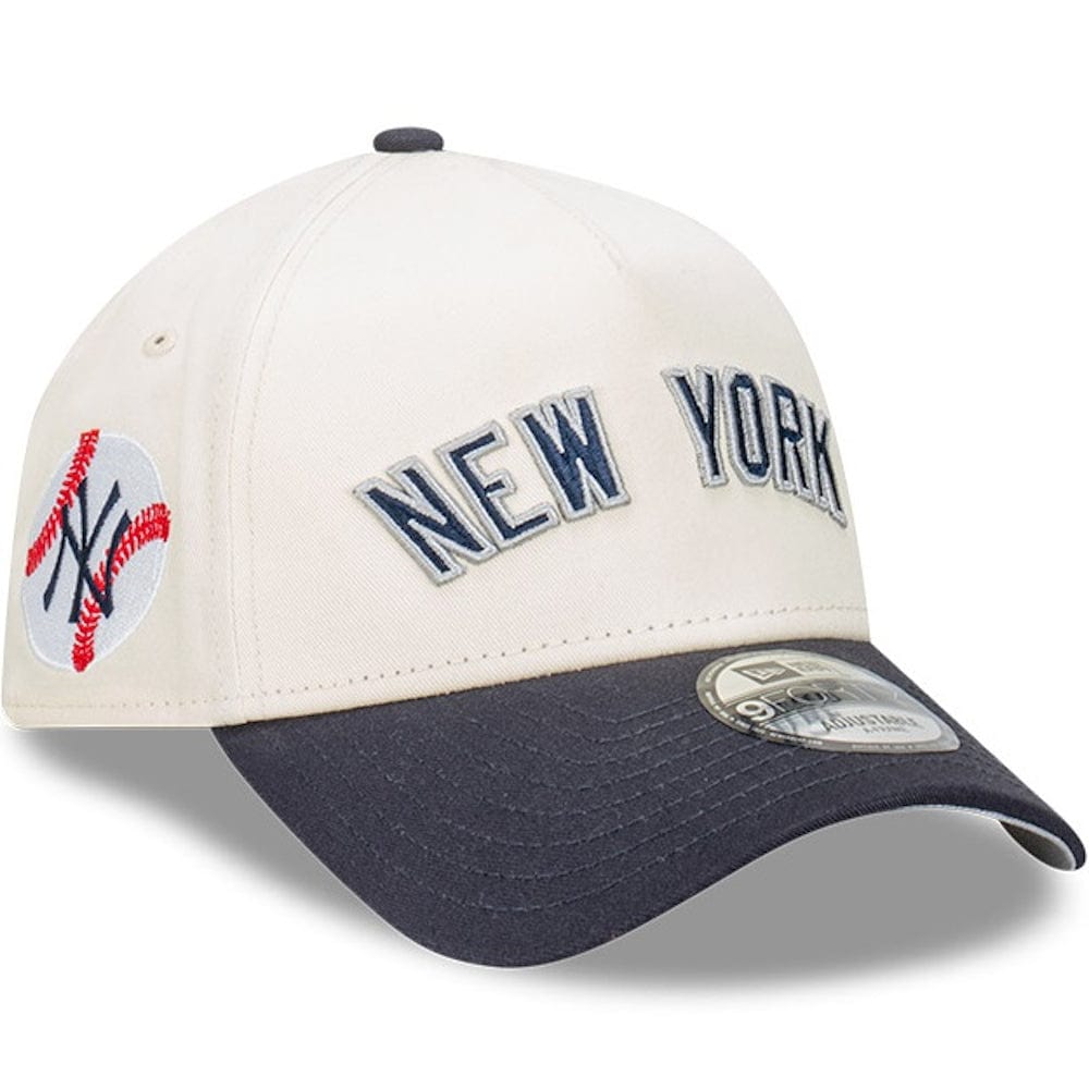 New Era 9FORTY Wordmark A-Frame Snapback New York Yankees - Chrome White / Navy