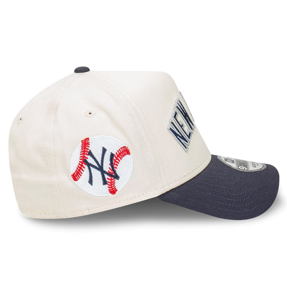 New Era 9FORTY Wordmark A-Frame Snapback New York Yankees - Chrome White / Navy