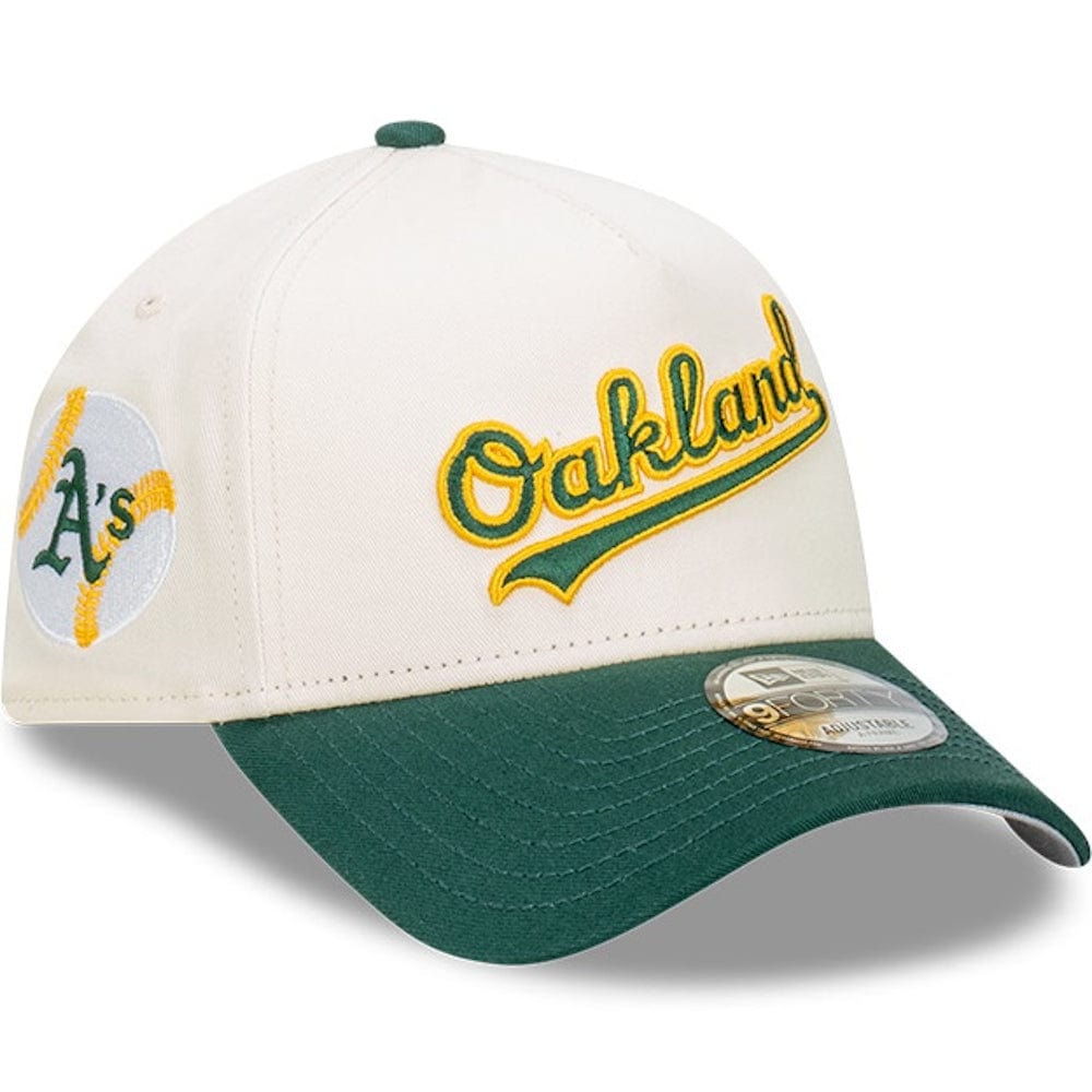New Era 9FORTY Wordmark A-Frame Snapback Oakland Athletics - Chrome White / Dark Green