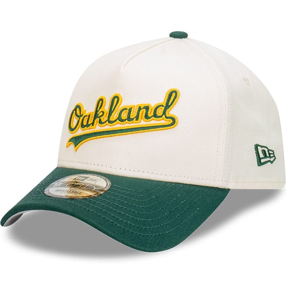 New Era 9FORTY Wordmark A-Frame Snapback Oakland Athletics - Chrome White / Dark Green