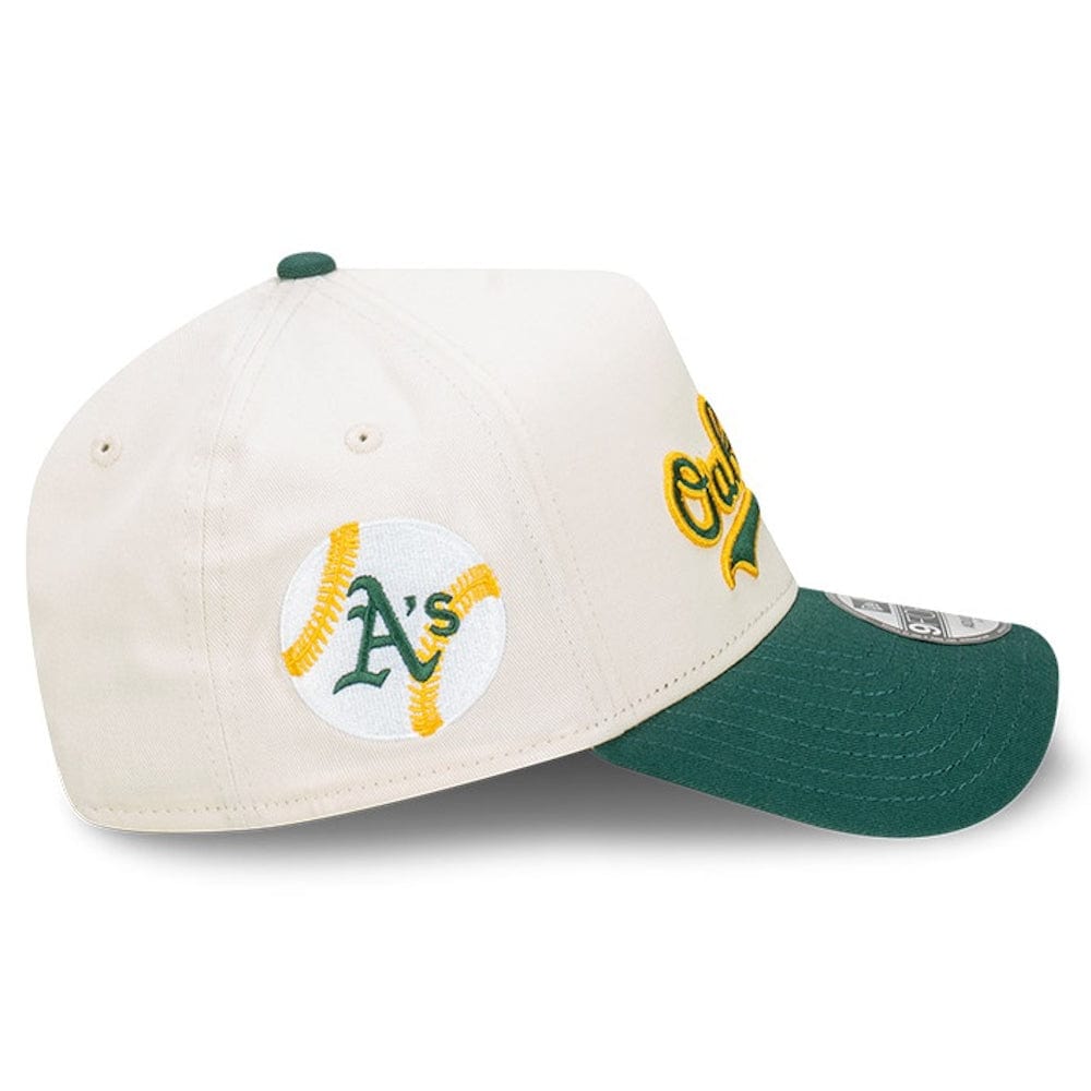 New Era 9FORTY Wordmark A-Frame Snapback Oakland Athletics - Chrome White / Dark Green