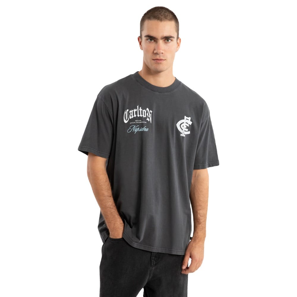 NXP X AFL Carlton Vintage Goth Tee - Pigment Asphalt