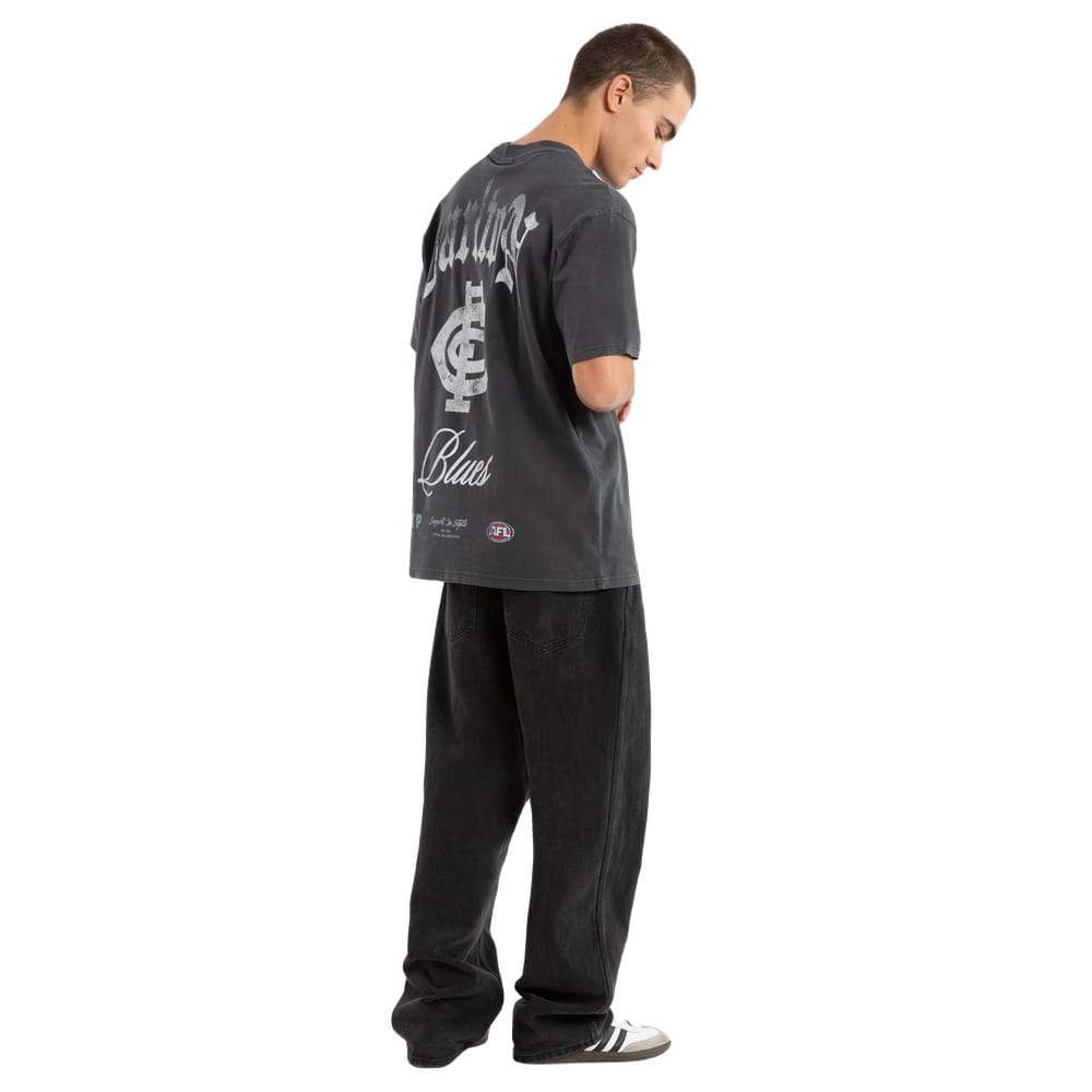 NXP X AFL Carlton Vintage Goth Tee - Pigment Asphalt