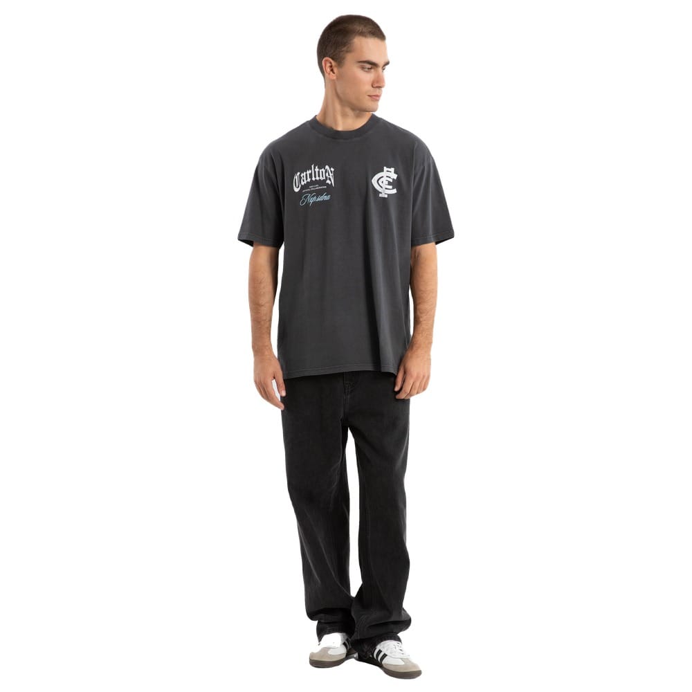 NXP X AFL Carlton Vintage Goth Tee - Pigment Asphalt