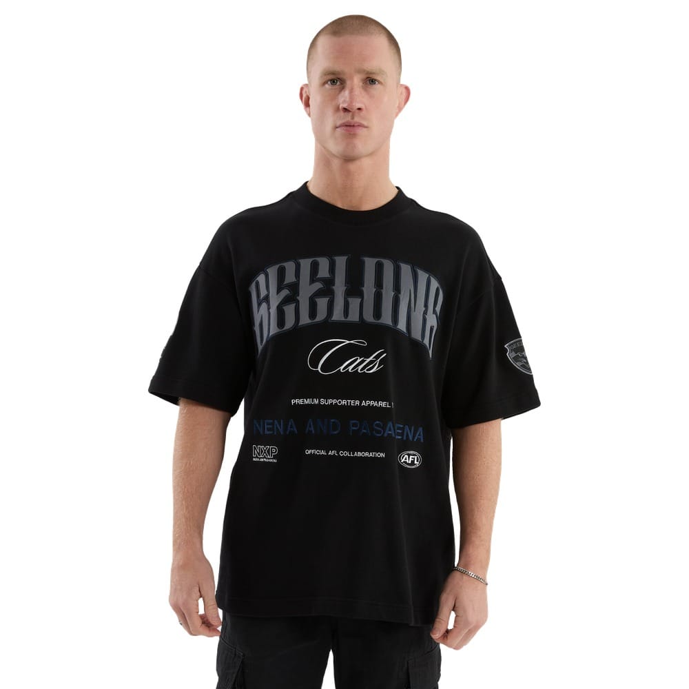 NXP X AFL Geelong Game-On Loopbk Tee - Jet Black