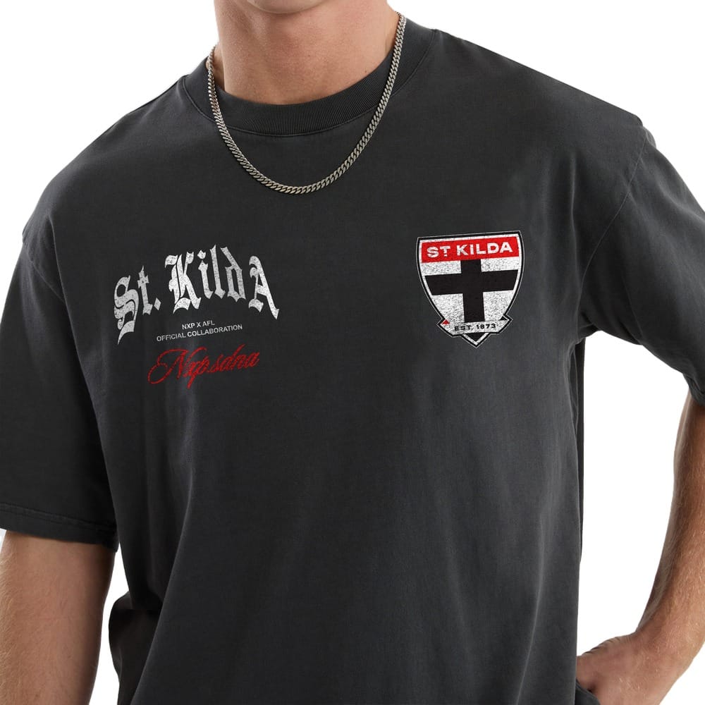 NXP X AFL St Kilda Vintage Goth Tee - Pigment Asphalt