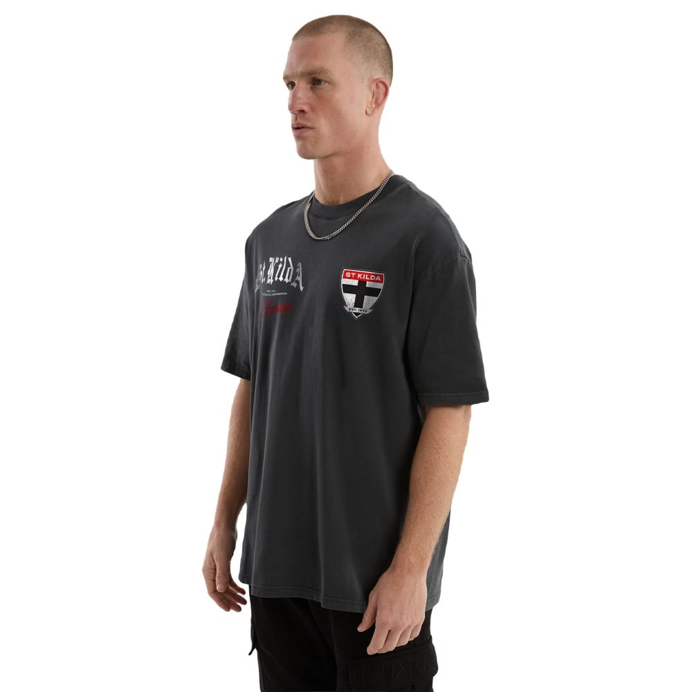 NXP X AFL St Kilda Vintage Goth Tee - Pigment Asphalt