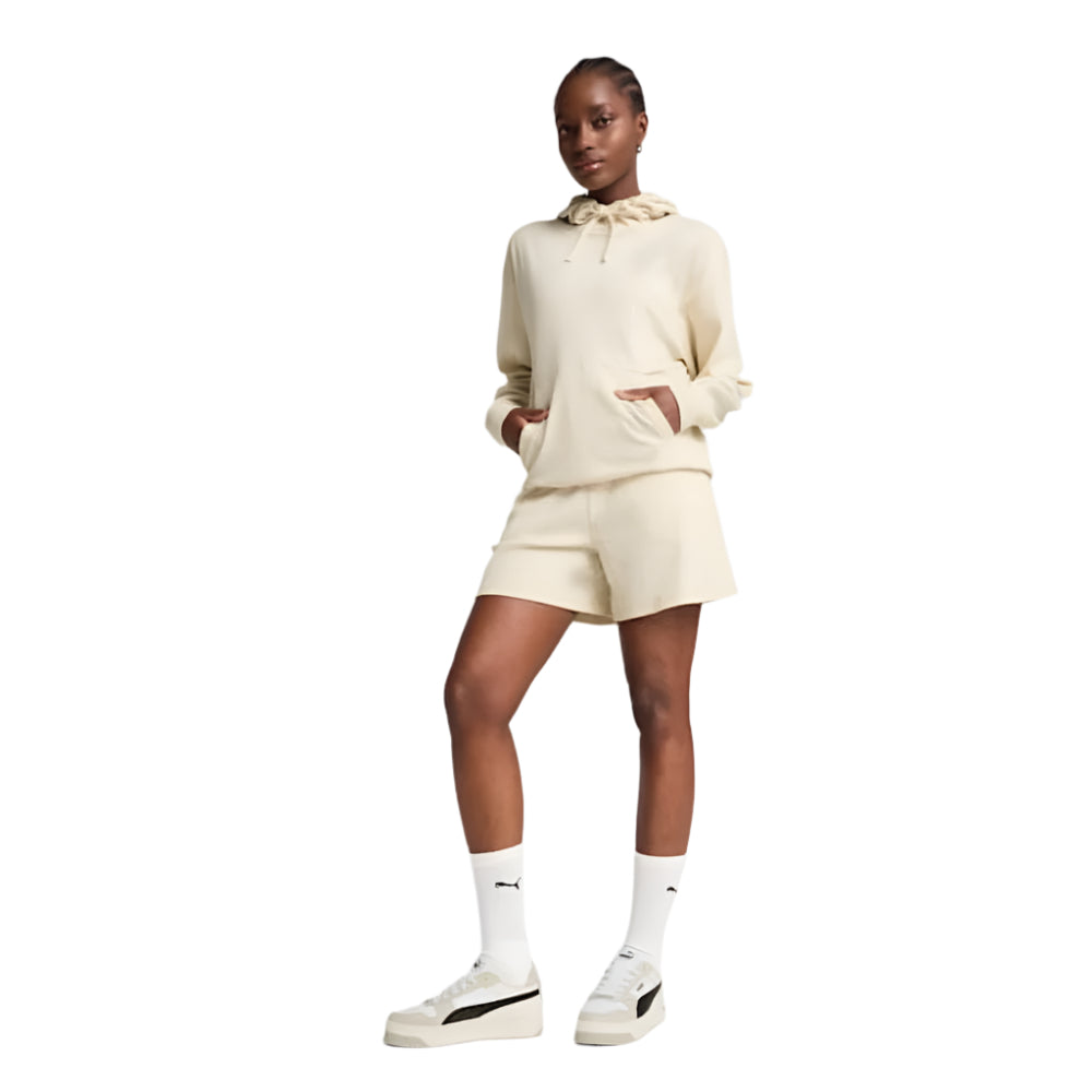 PUMA Womens ESS ELEVATED Comfort Rib Hoodie - Alpine Snow