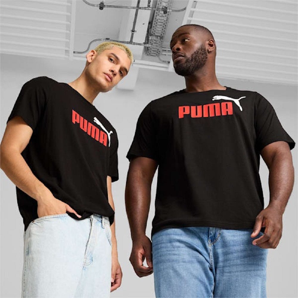 PUMA Essentials 2 Colour Logo Tee - Black / Red Mazing