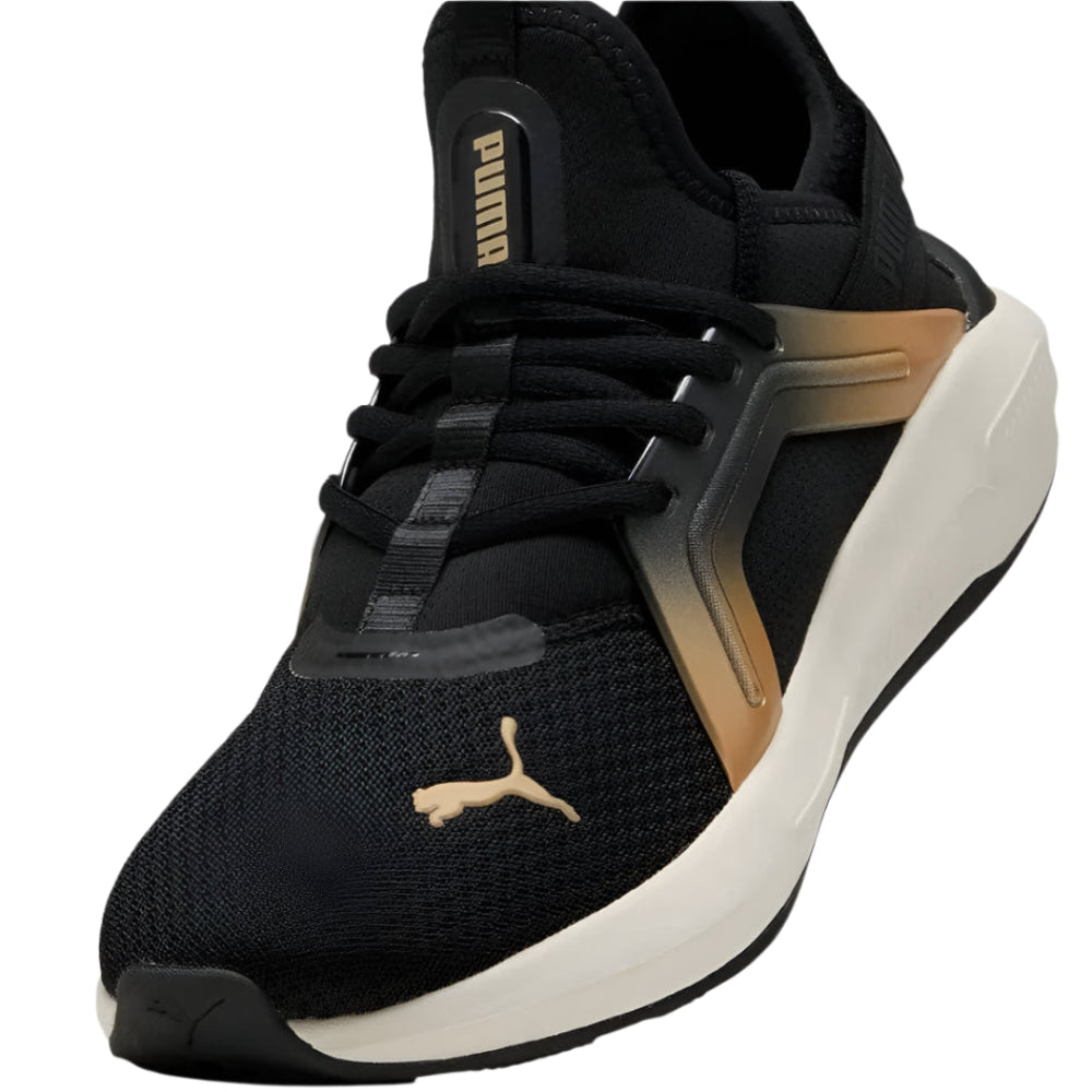 PUMA Women's Softride Enzo 5 Metallic Running Shoes - Black / White / Gold