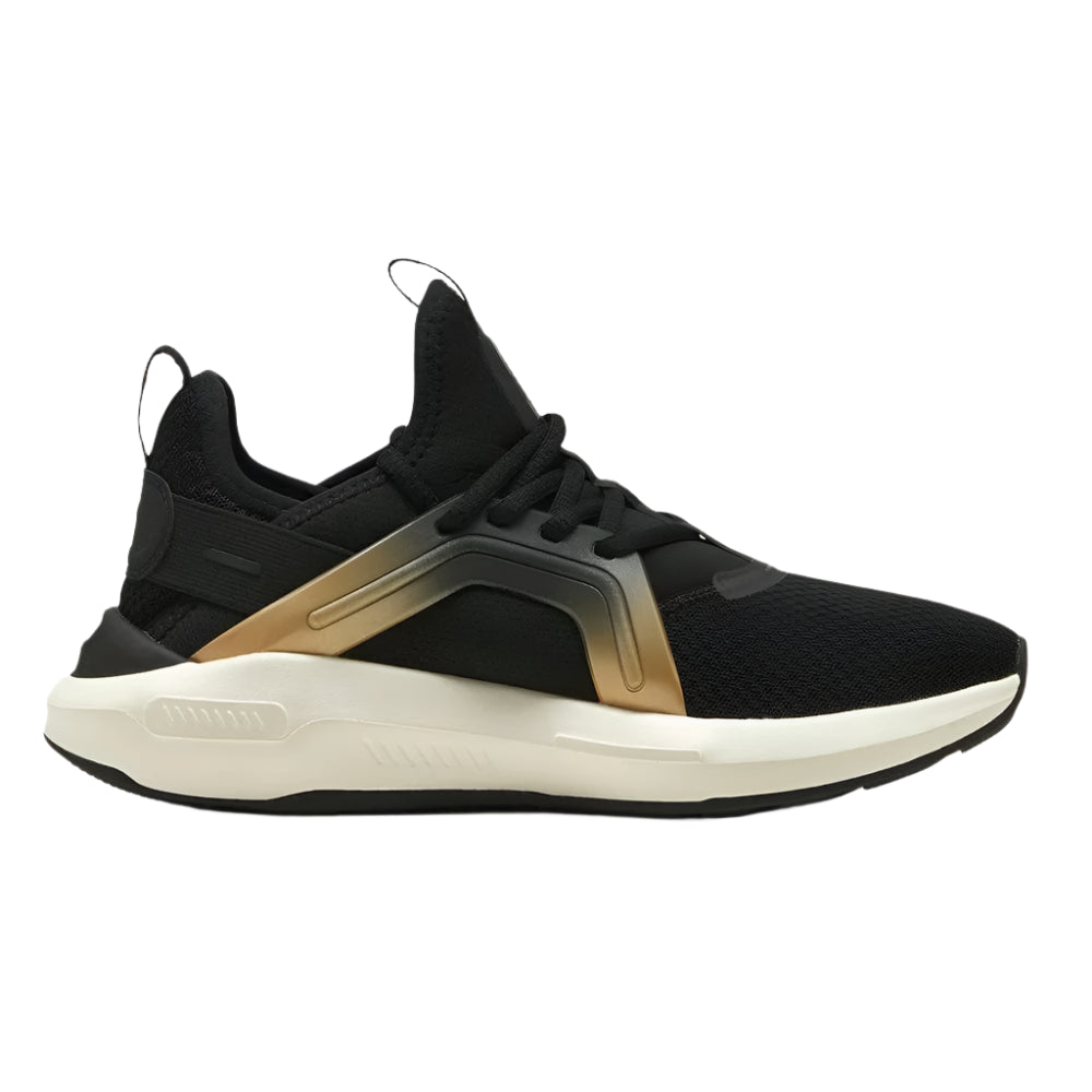 PUMA Women's Softride Enzo 5 Metallic Running Shoes - Black / White / Gold