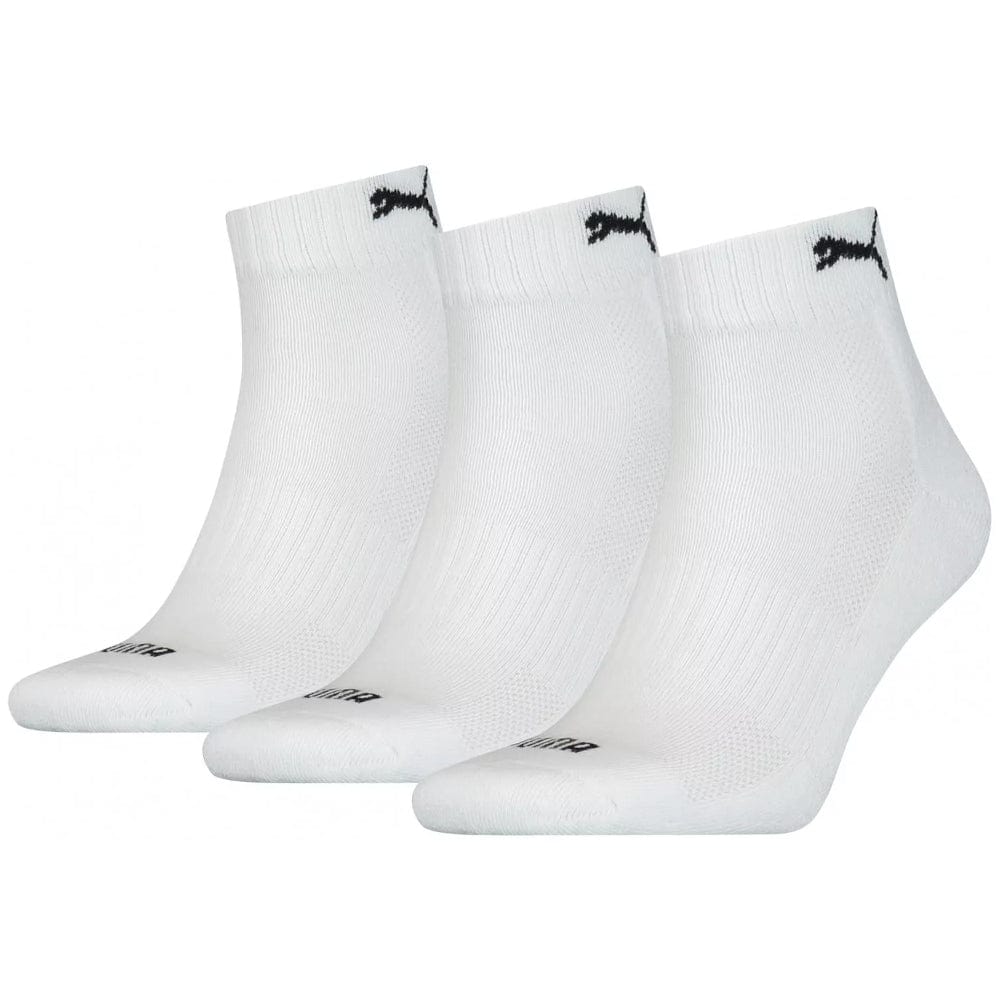 PUMA Cushioned Quarter Socks 3 Pack - White
