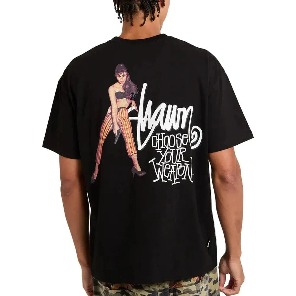 S / DOUBLE Choose Your Weapon Tee - Washed Black