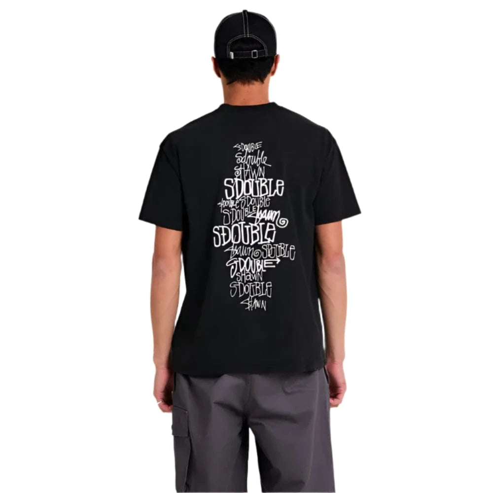 S / DOUBLE Script Stack Tee - Washed Black