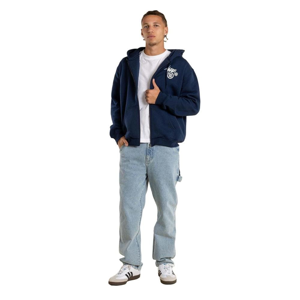 S / DOUBLE Shawn Dot Zip Through Hoodie - Navy