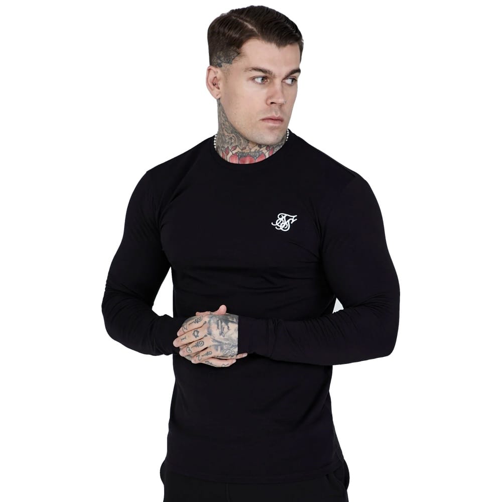 SikSilk Essentials Long-Sleeve Tee - Black