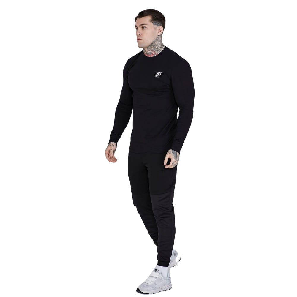 SikSilk Essentials Long-Sleeve Tee - Black