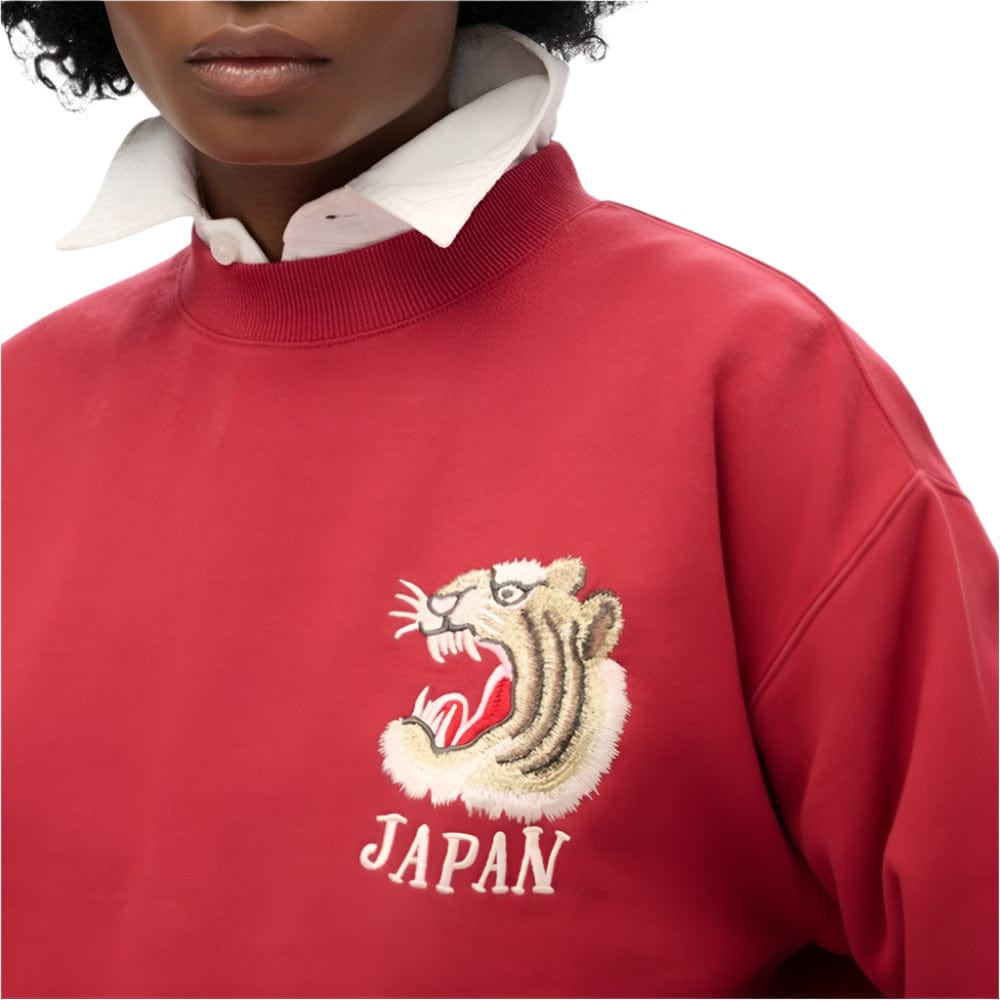 Superdry Womens Suika Embroidered Loose Sweat - Red Dahlia