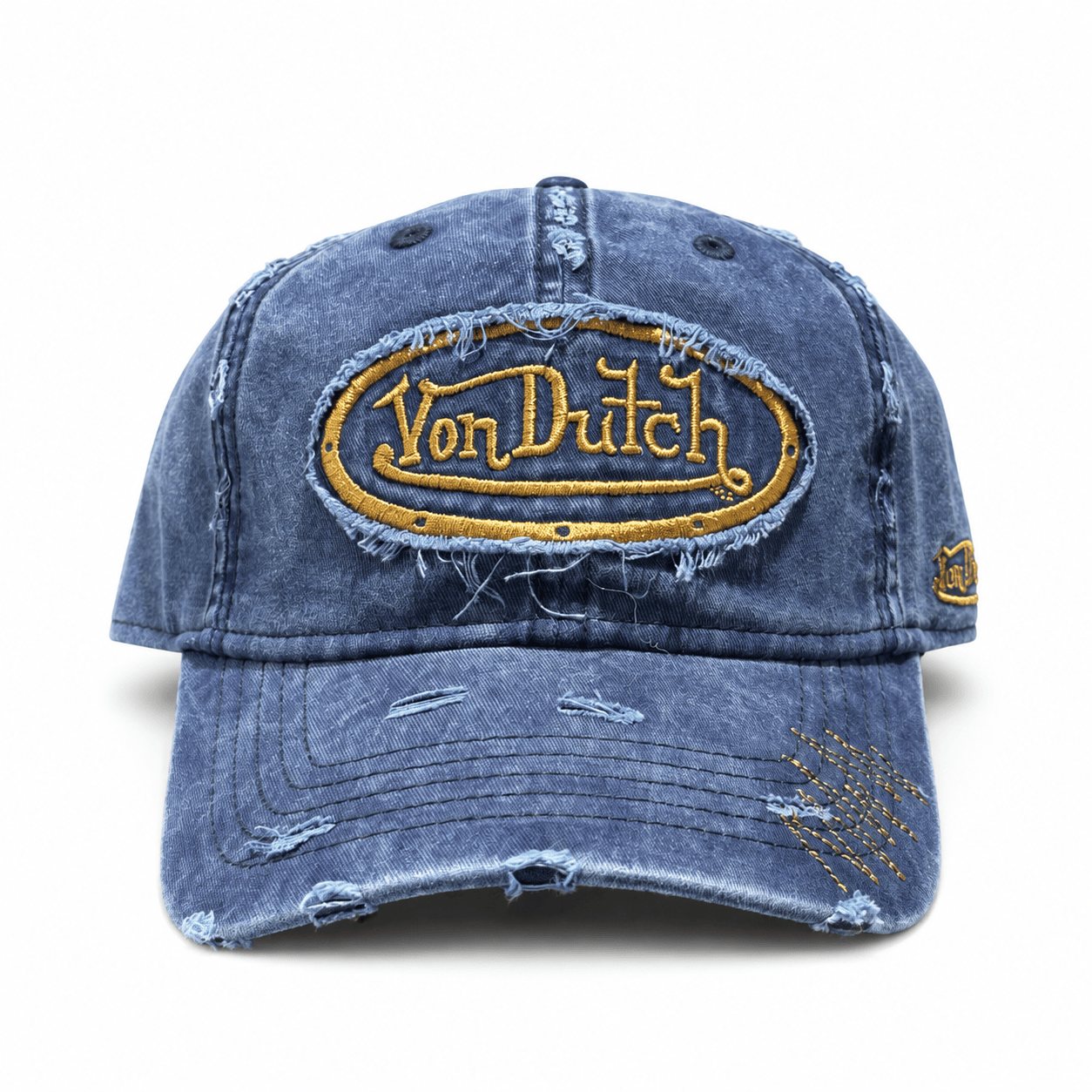 Von Dutch Destroyed Dad Cap - Washed Navy