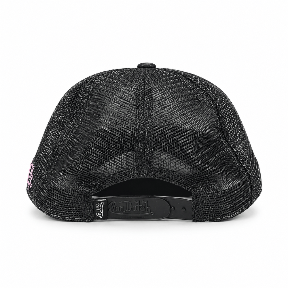 Von Dutch Distressed Trucker Cap - Black / Pink