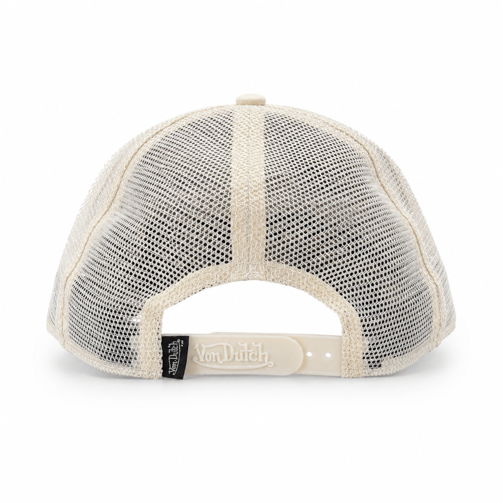 Von Dutch Distressed Trucker Cap - Ecru / Light Blue
