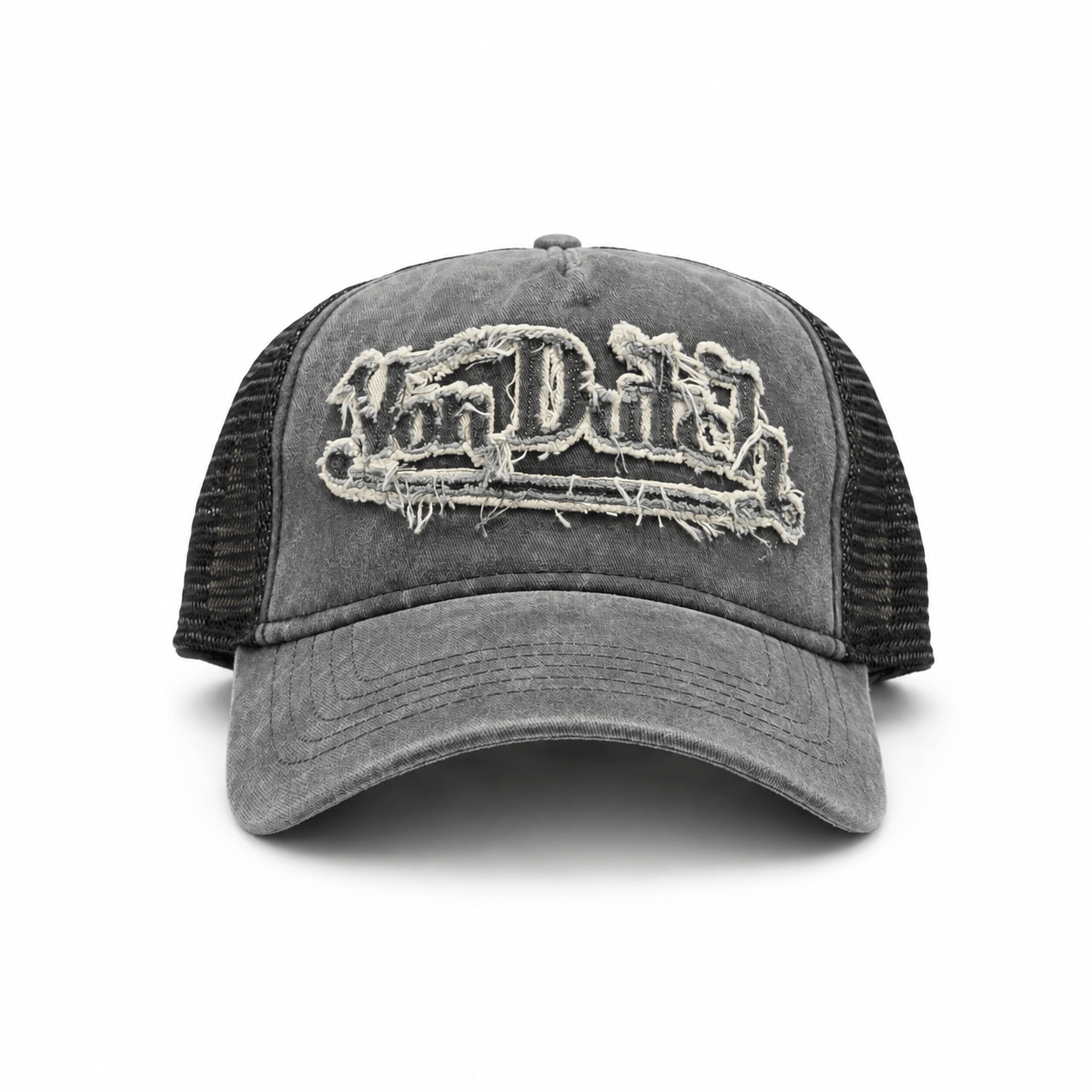 Von Dutch Washed Twill Trucker Hat - Grey