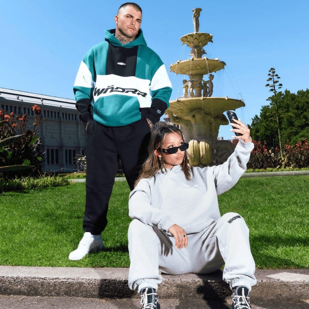 WNDRR Halo Baggy Trackpant - Grey Marle