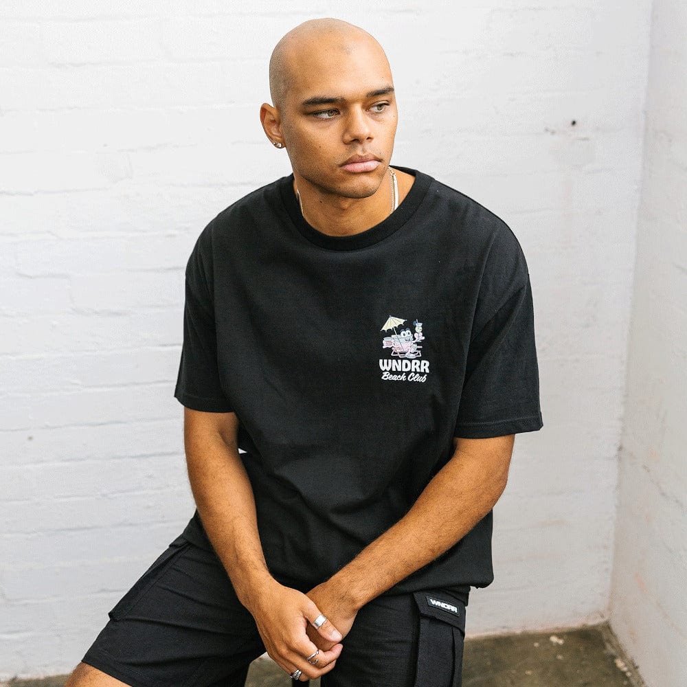 WNDRR Beach Club Box Fit Tee - Black