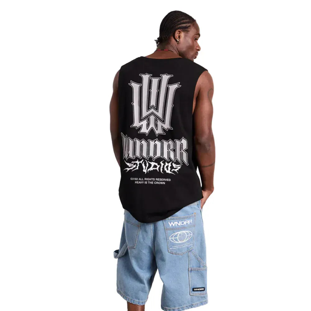 WNDRR Bleach Muscle Top - Black