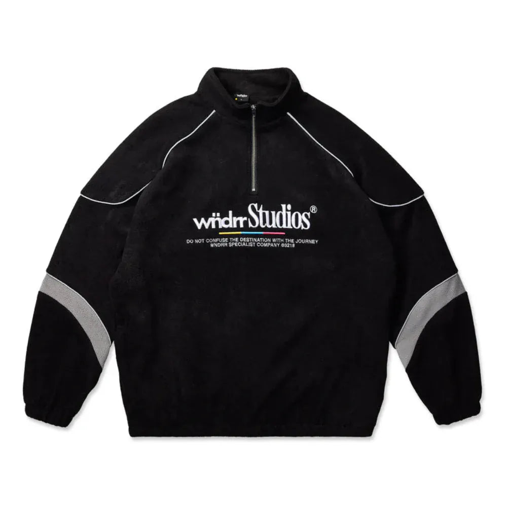 WNDRR Collective 1/4 Zip Polar Fleece Sweat - Black