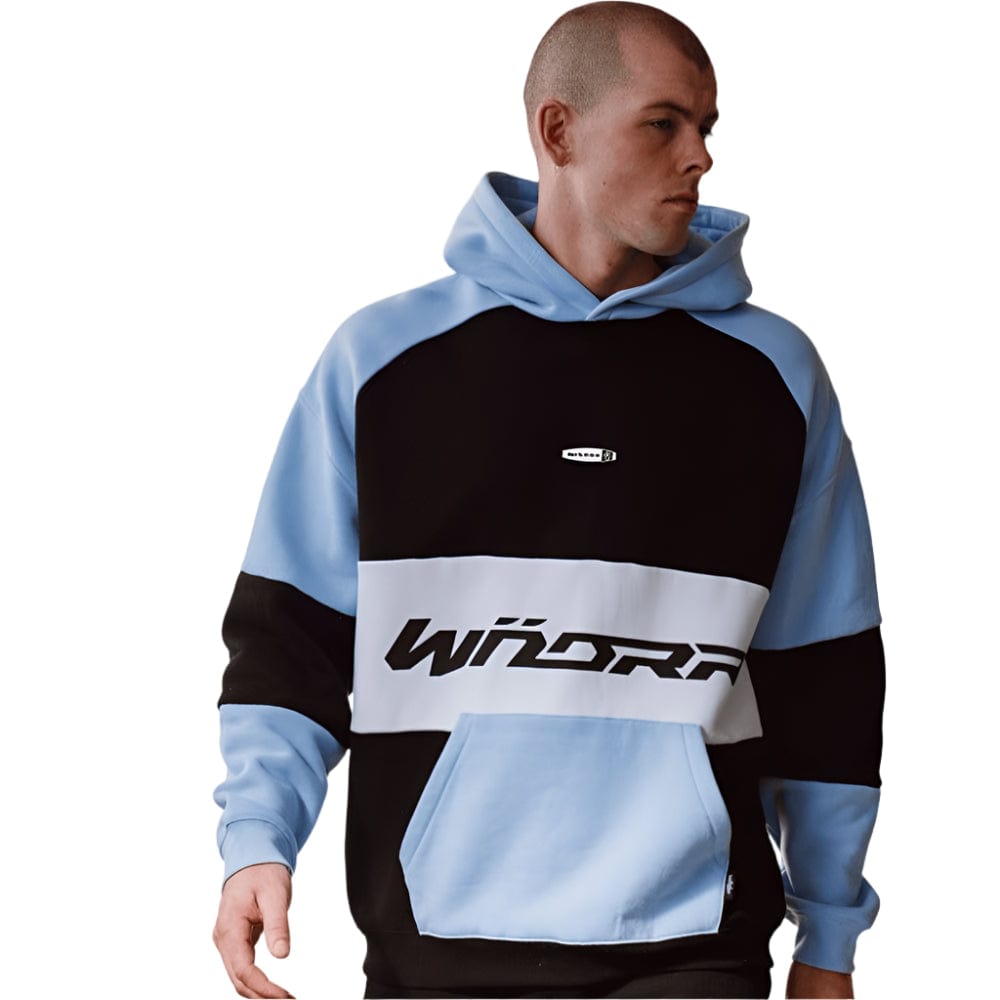 WNDRR Combine Panel Hood Sweat - Black / Air Blue