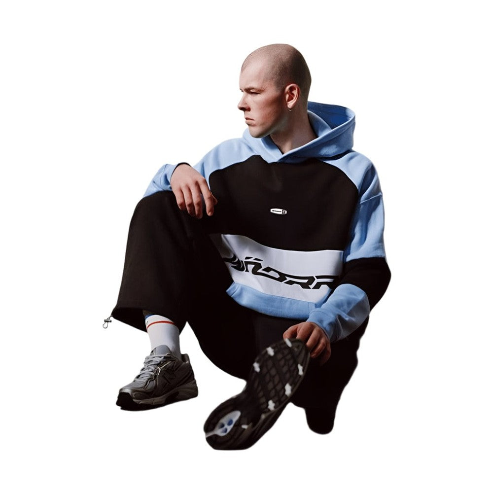 WNDRR Combine Panel Hood Sweat - Black / Air Blue