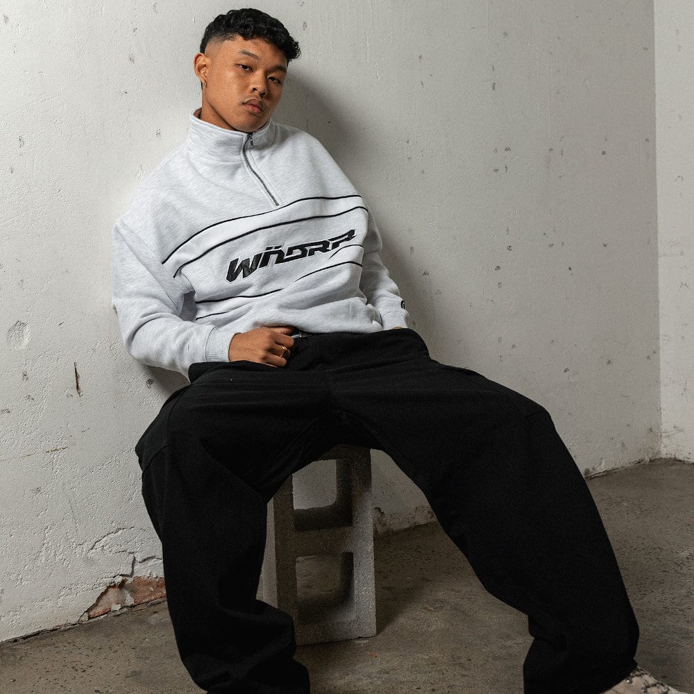 WNDRR Companion 1/4 Zip Sweat - White Marle