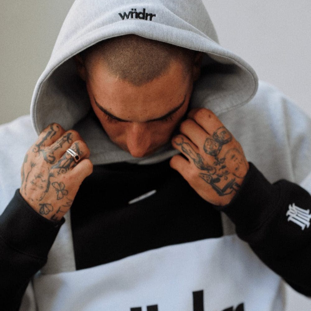 WNDRR Global Panel Hood Sweat - Black / Grey Marle