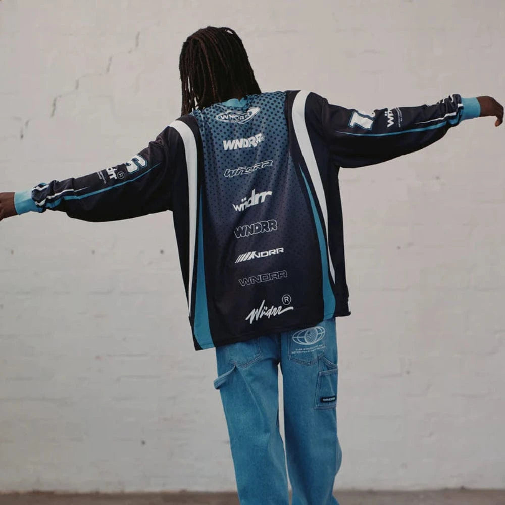 WNDRR Hondo Moto Jersey - Black / Dusk Blue