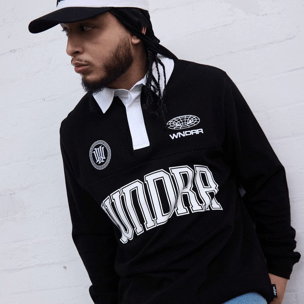 WNDRR Possession Panel Rugby Polo - Black