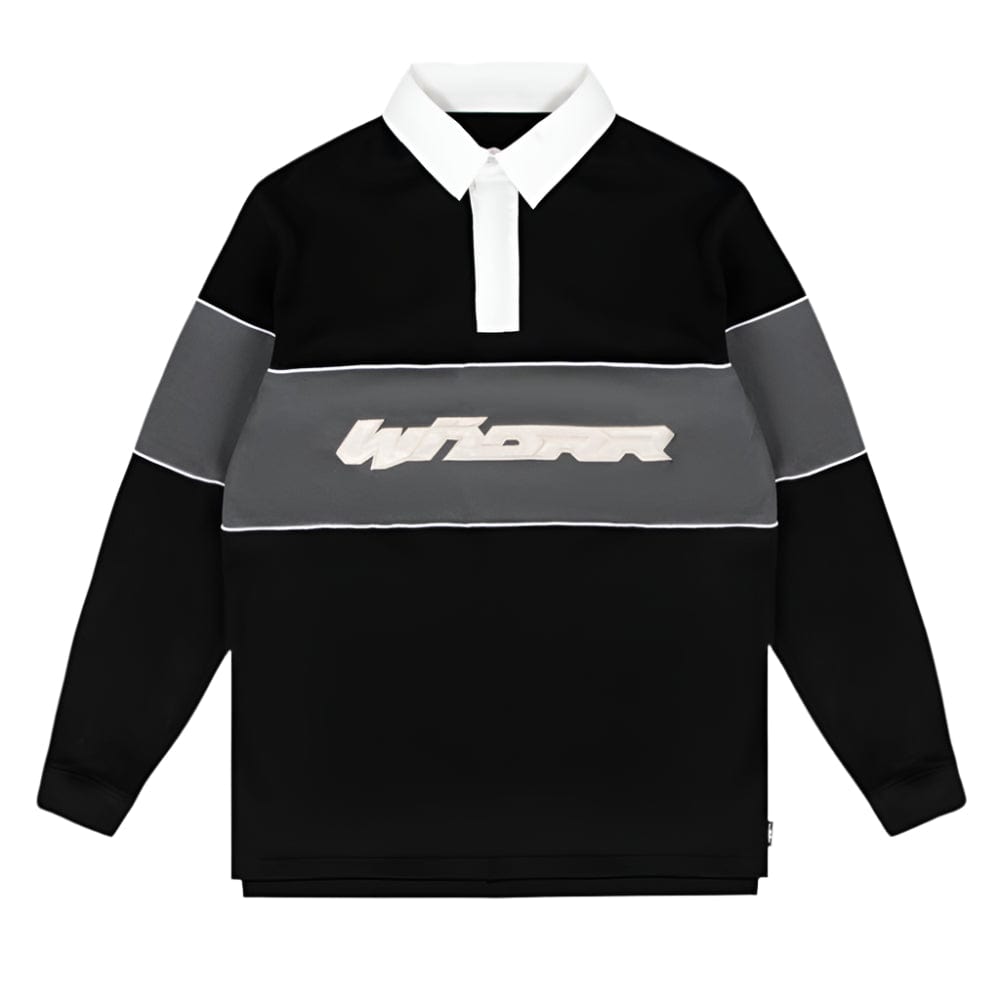 WNDRR Rothman Panel Rugby Top - Black / Grey