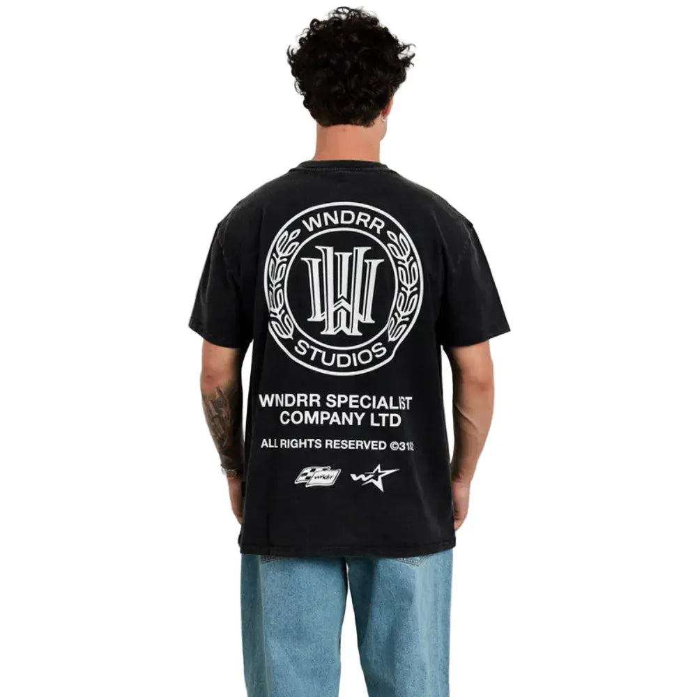 WNDRR Velocity Box Fit Tee - Washed Black