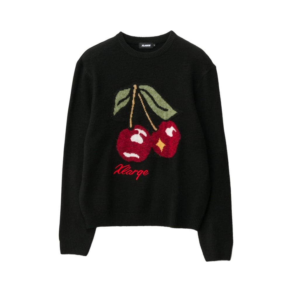 XLarge Cherry Knit Sweater - Black