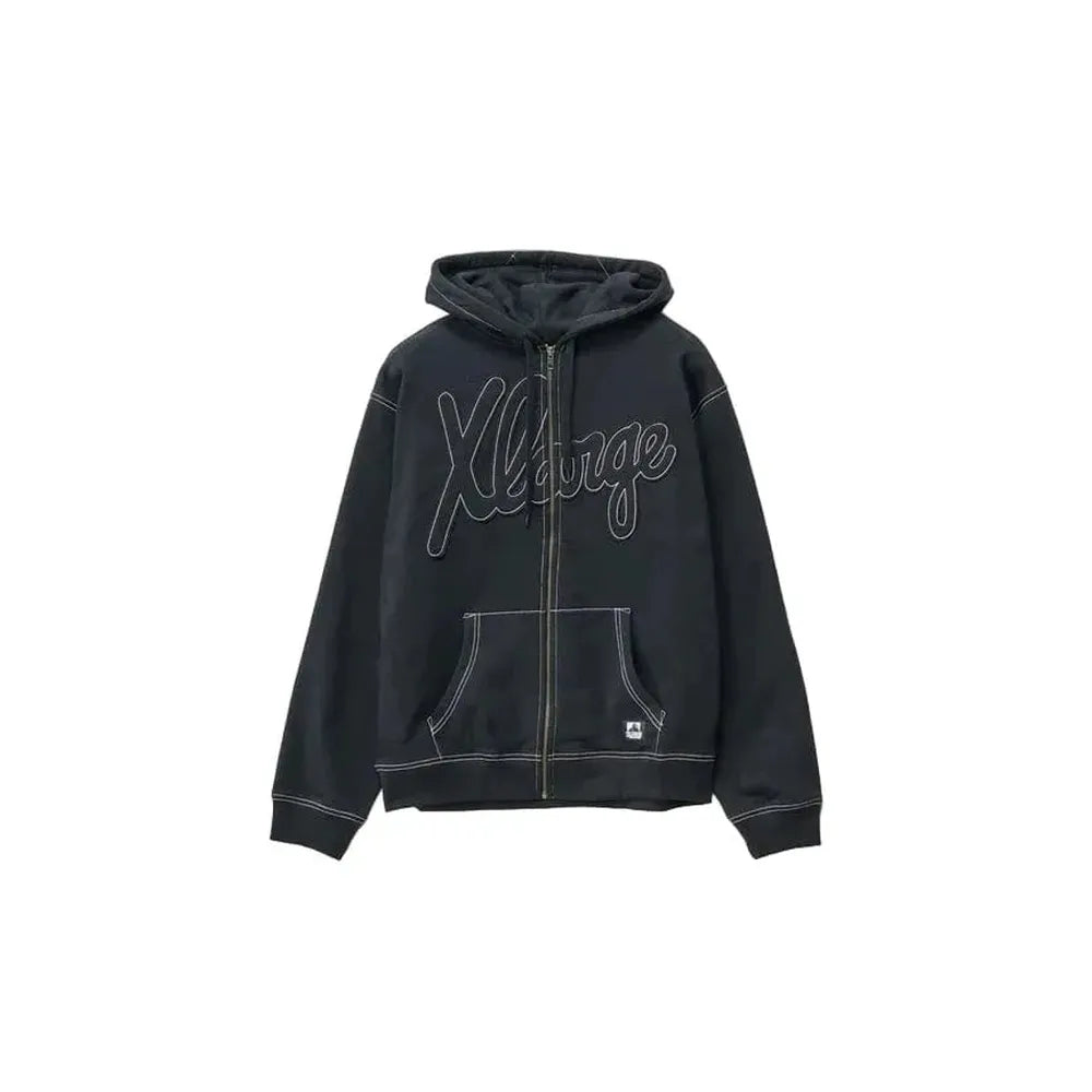 XLarge Script Zip Thru Hoodie - Black