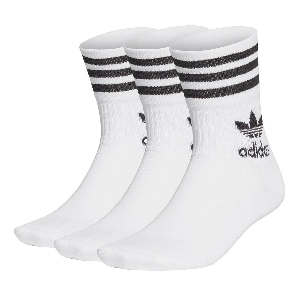 adidas Mid Cut Crew Socks 3 Pack - White / Black