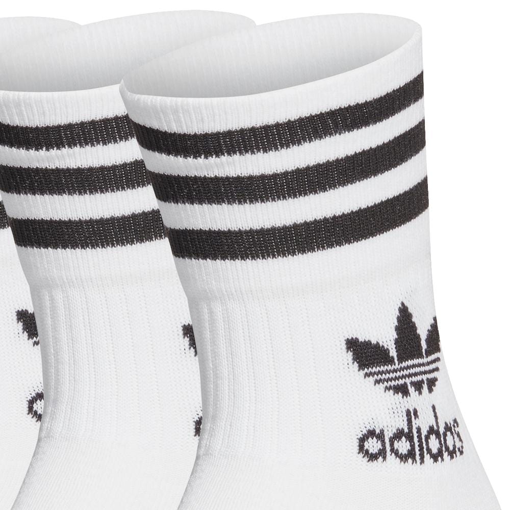 adidas Mid Cut Crew Socks 3 Pack - White / Black