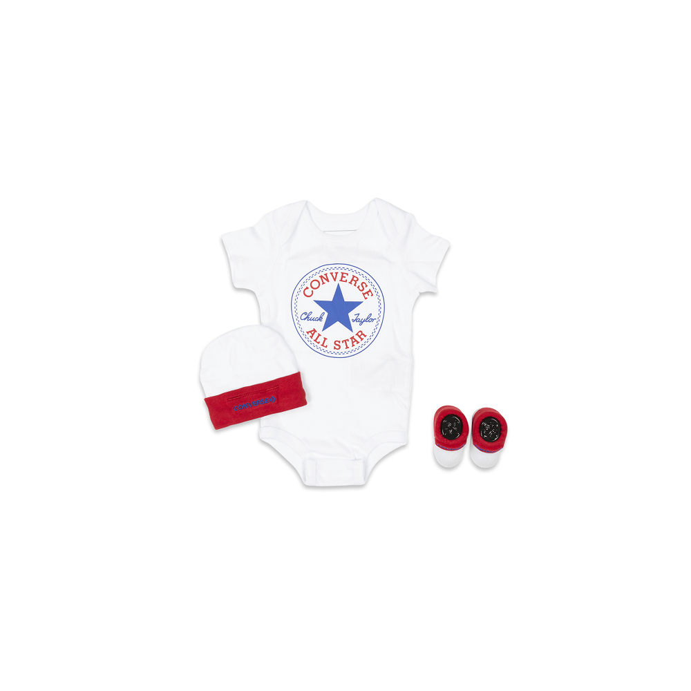 Converse Baby Classic Chuck Patch Three Piece Boxed Set - White / Red