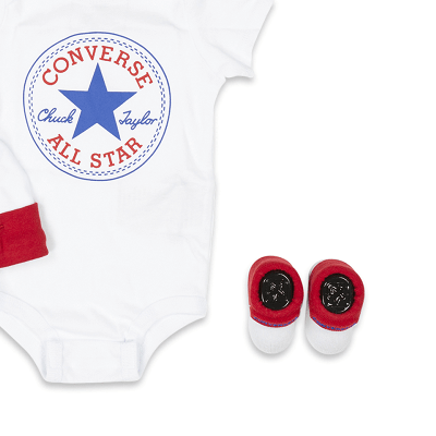 Converse Baby Classic Chuck Patch Three Piece Boxed Set - White / Red