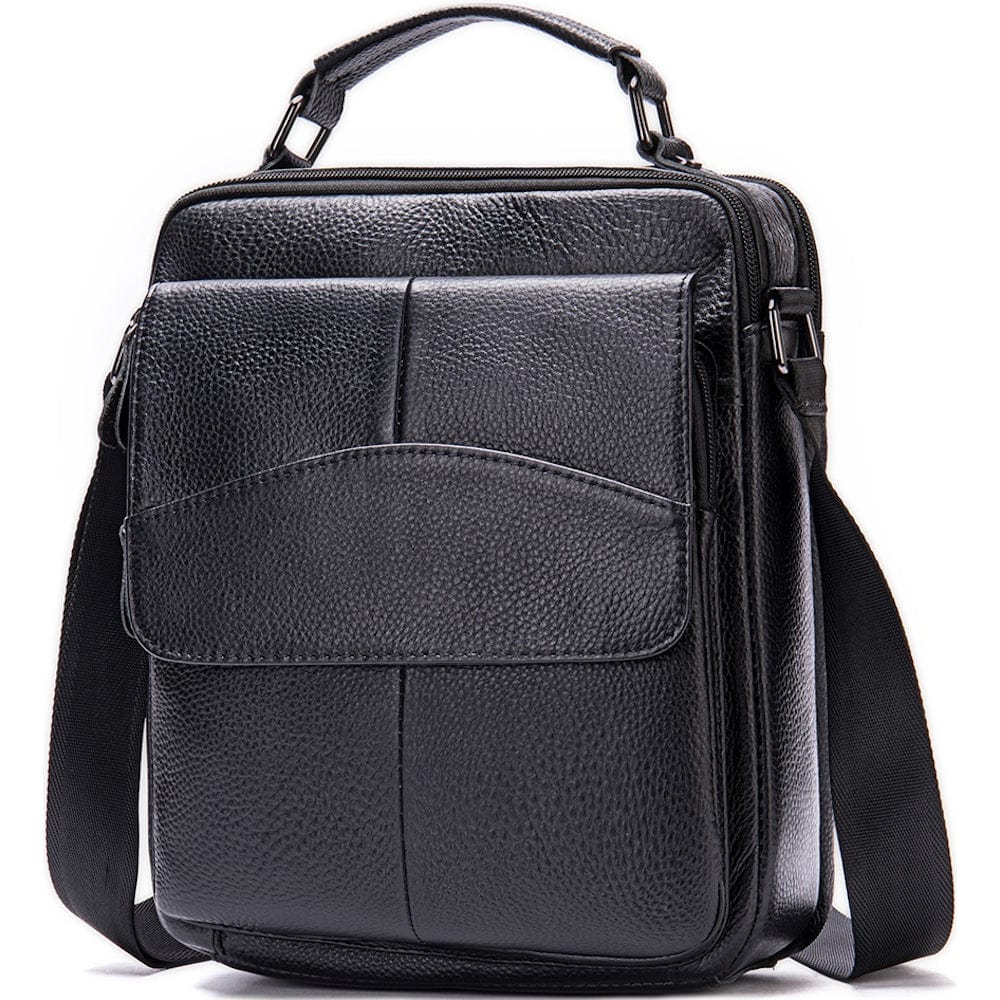 Genuine Leather Deluxe Large Side Bag 601 - Black